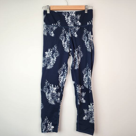 Vuori Seascape Water Leggings Blue Floral Stretch Activewear Pants Medium - Picture 2 of 8